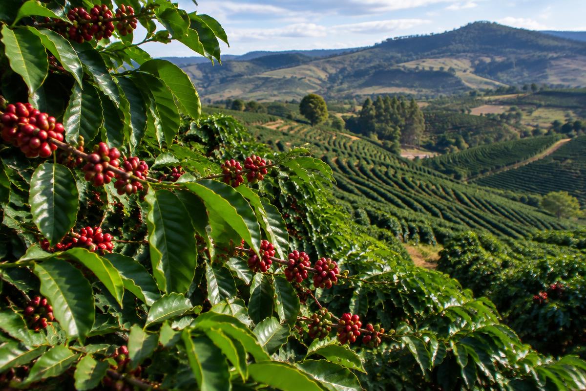CAFÉ VERDE / CAFÉ BENEFICIADO GRÃO CRU — Lavoura de café na origem